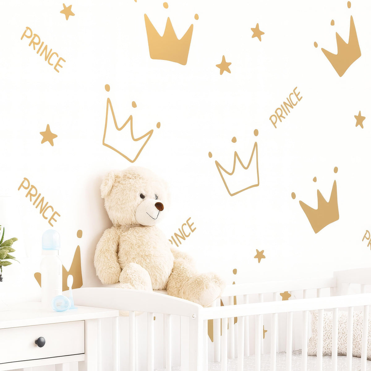 Prince Crown Wall Decals Set arranged on a feature wall