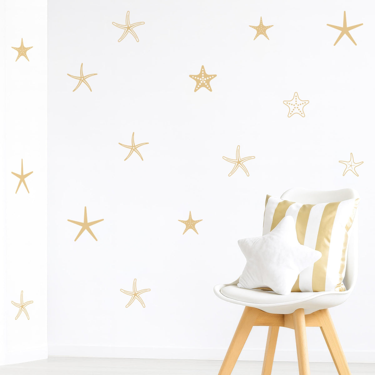 Starfish Wall Decals Set (35) shown in a home interior