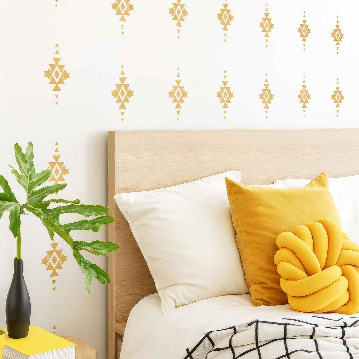 Boho Tribal Wall Decals Set displayed in a styled space