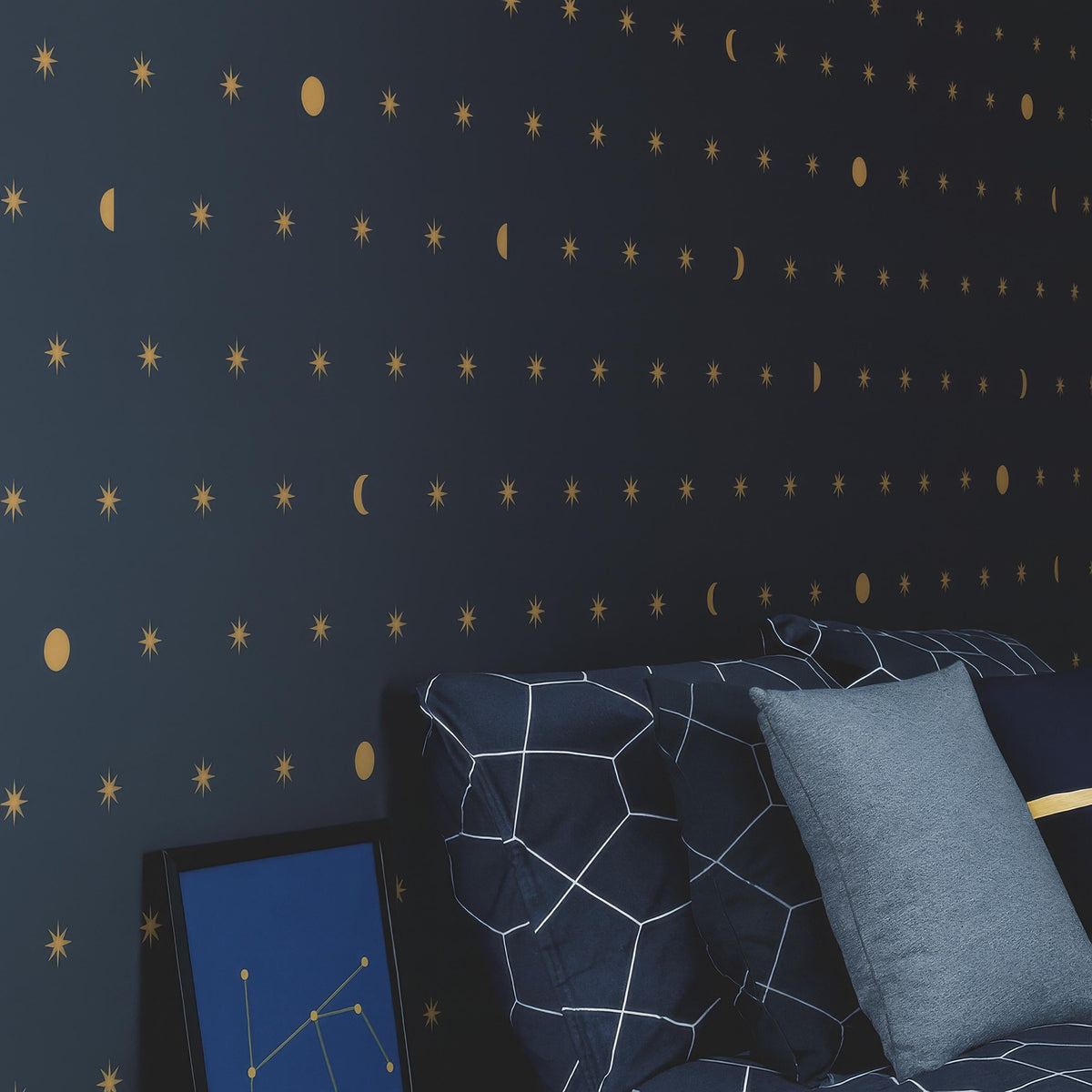 Moon Phase Wall Decals styled in a room setting
