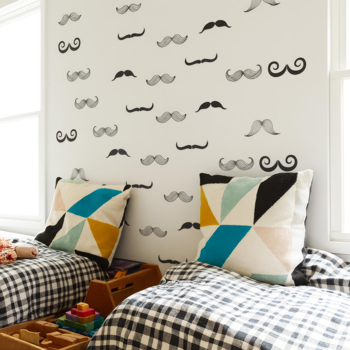 Mustache Wall Decals Set shown in a home interior