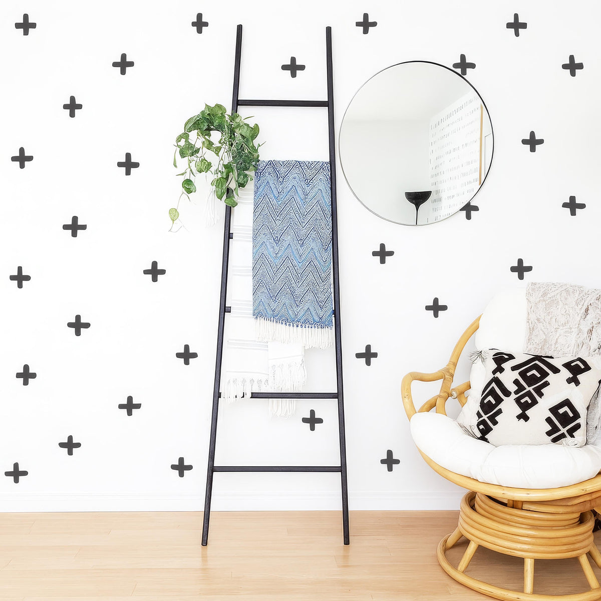 Plus Sign Wall Decals shown in a home interior