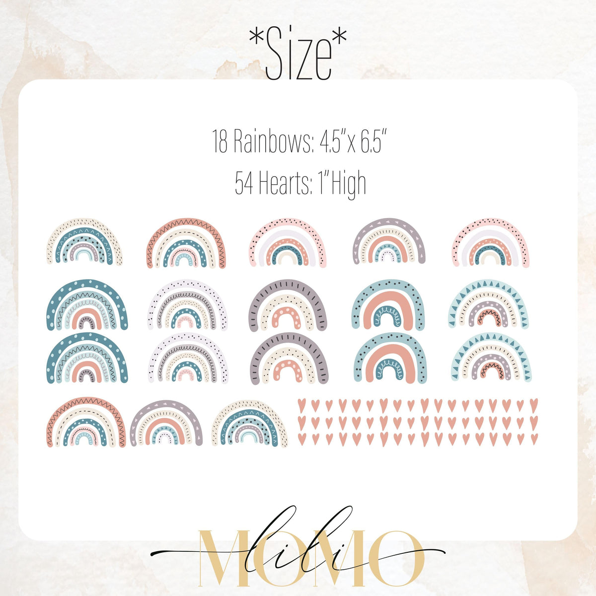 Close-up detail of boho rainbow wall decals matte vinyl finish