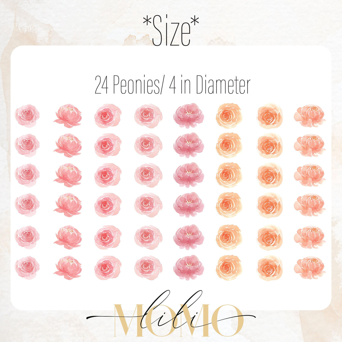 Close-up detail of watercolor peony wall decals matte vinyl finish