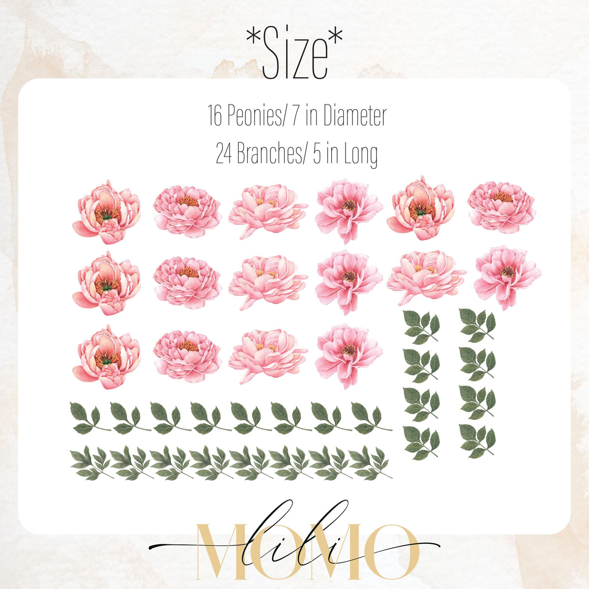 Close-up detail of pink peony wall decals matte vinyl finish