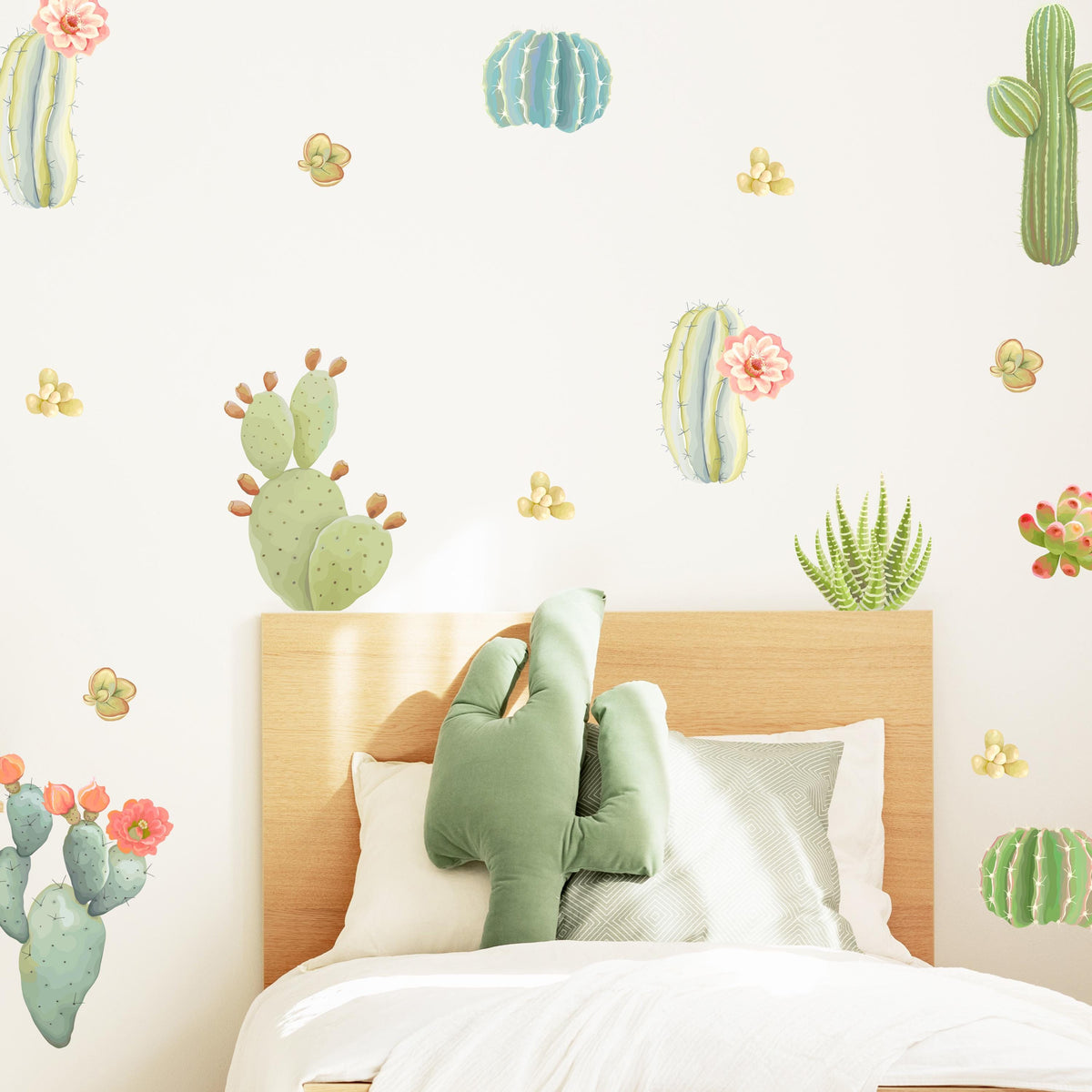 Cactus Wall Decals installed on a styled nursery wall