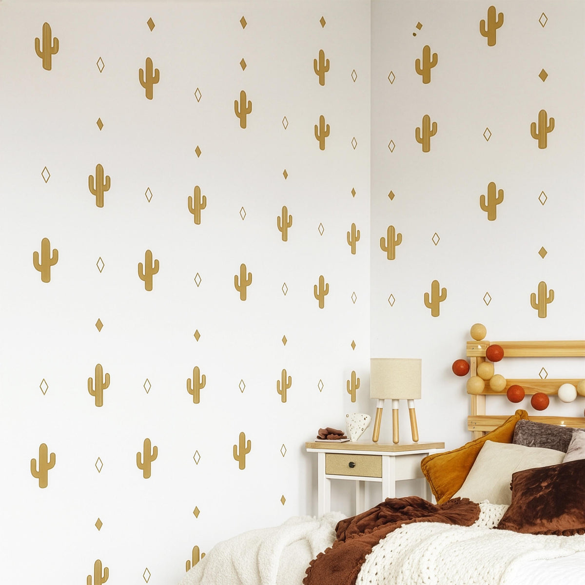 Cactus Wall Decals Set styled in a room setting