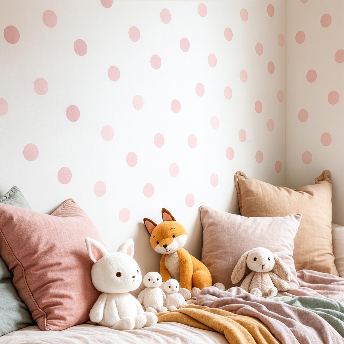 Pink Watercolor Polka Dot Wall Decals (2 Inch Dots) decal sheet flat-lay