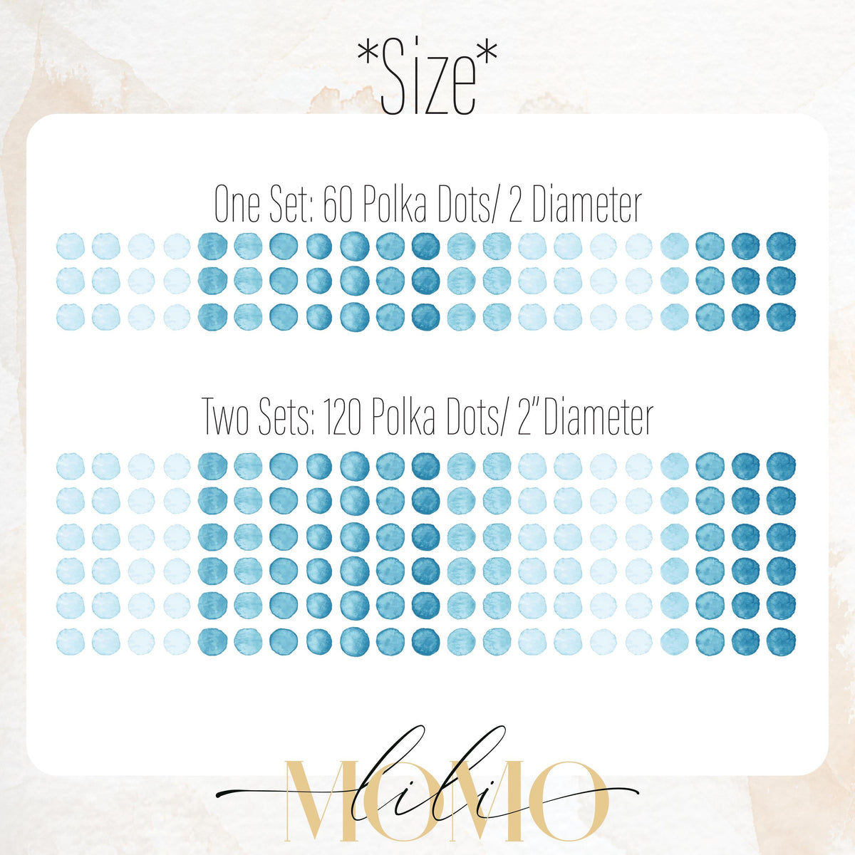 Close-up detail of blue watercolor polka dot wall decals matte vinyl finish