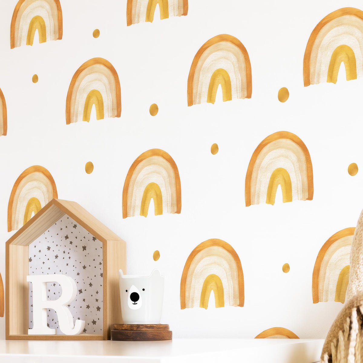 Boho Rainbow Wall Decals styled in a room setting