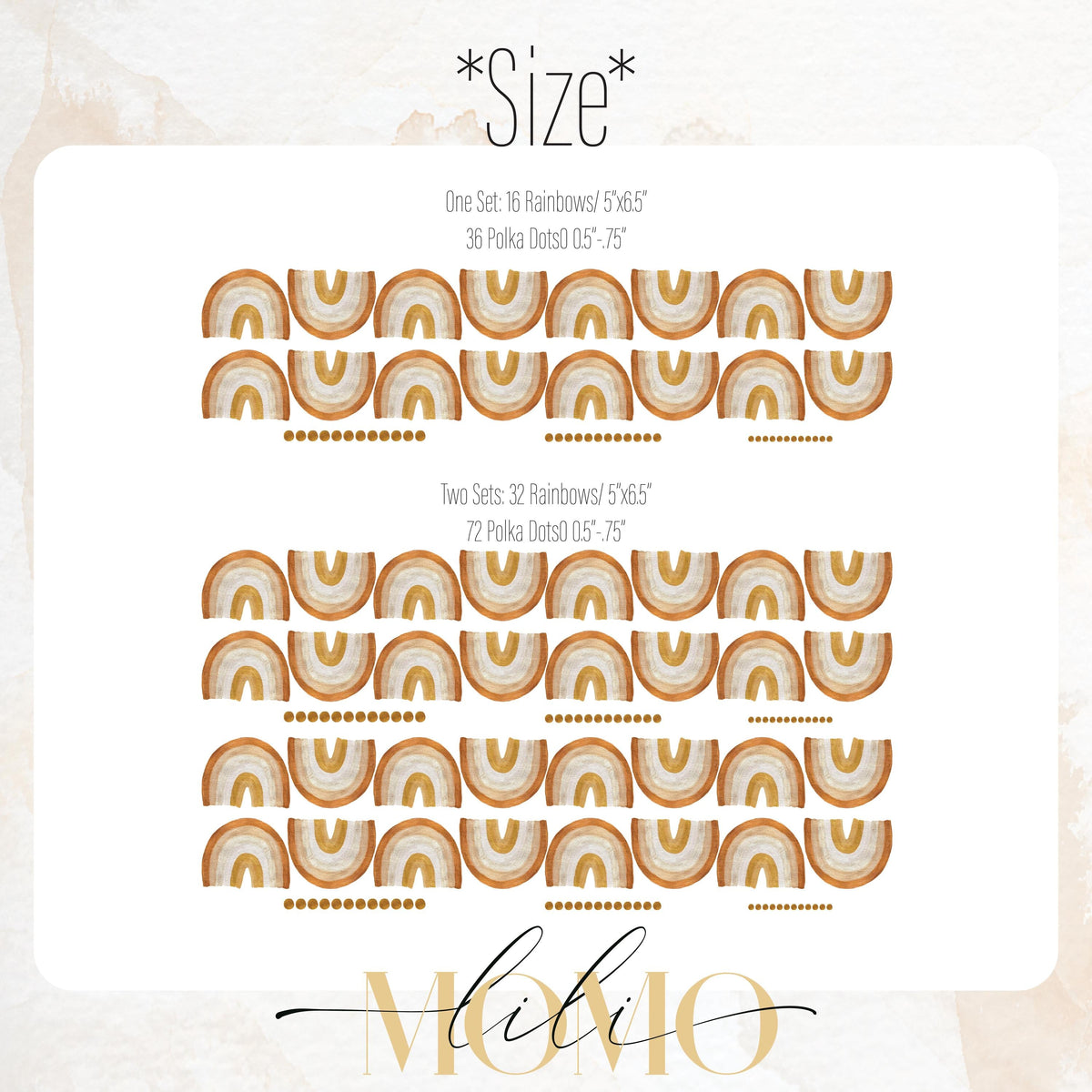 Close-up detail of boho rainbow wall decals matte vinyl finish