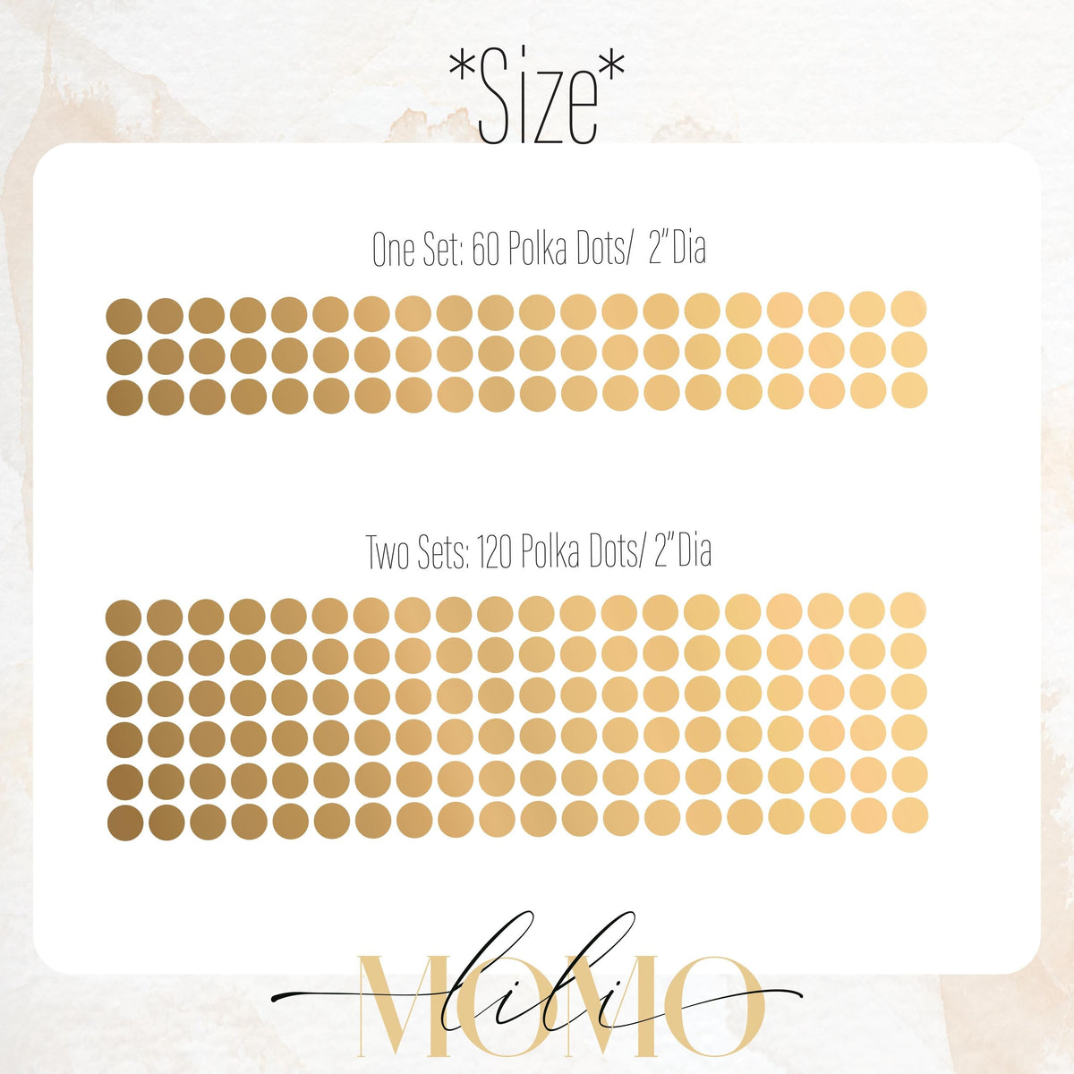 Close-up detail of 2” polka dot wall decals (60 or 120) matte vinyl finish