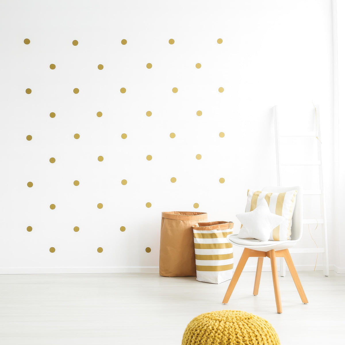 2” Polka Dot Wall Decals (60 or 120) styled in a room setting