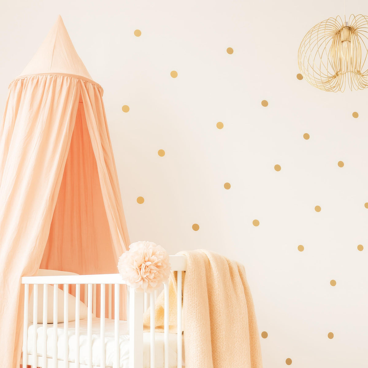 2” Polka Dot Wall Decals (60 or 120) displayed in a styled space