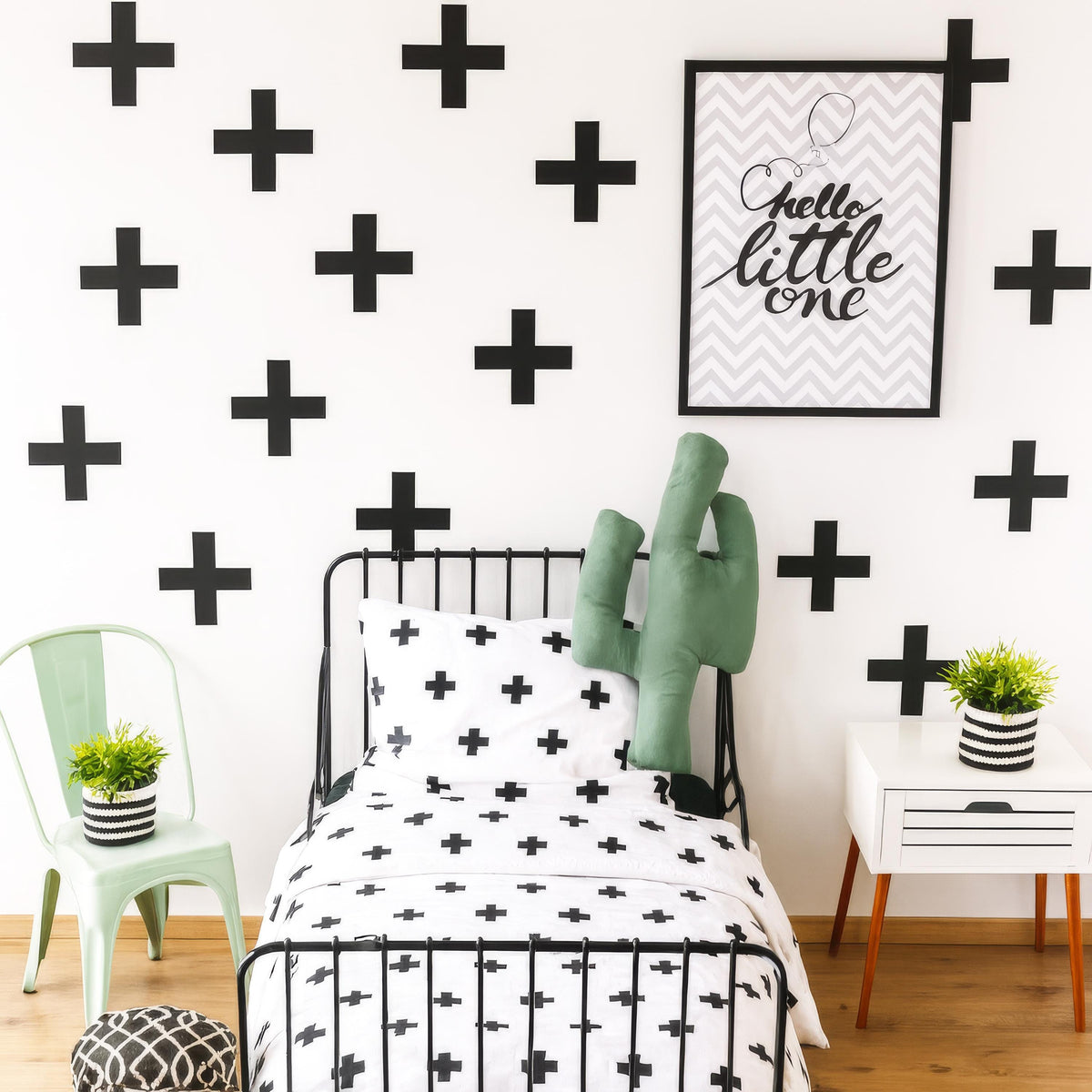 Large Cross Wall Decals (20 Pc) styled in a room setting