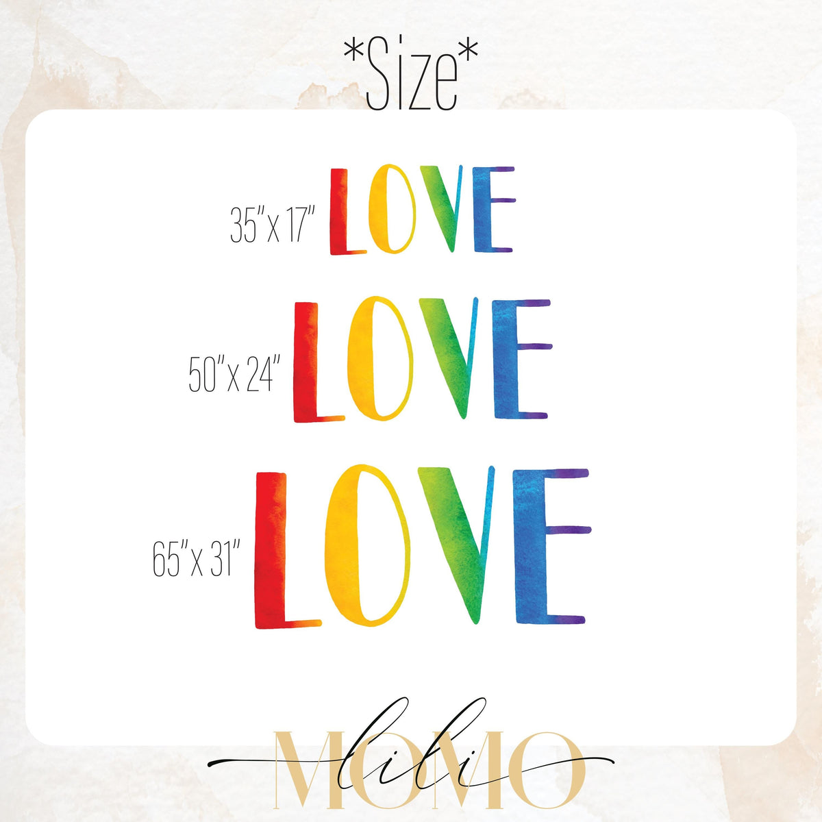 Close-up detail of rainbow love wall decal matte vinyl finish