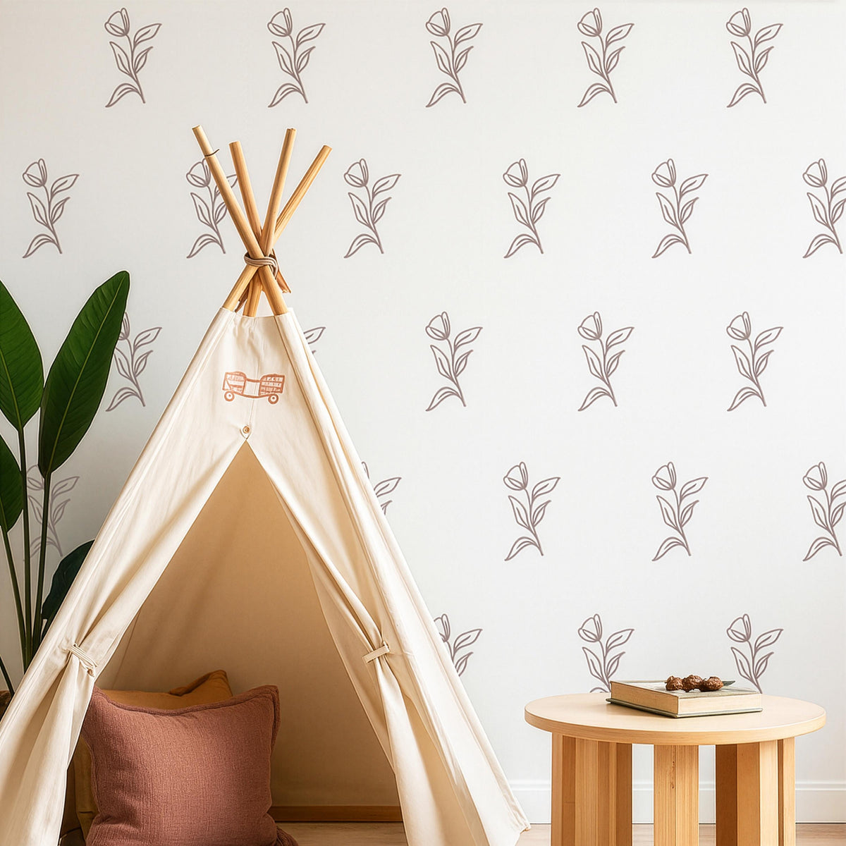 Floral Wall Decals Set shown in a home interior