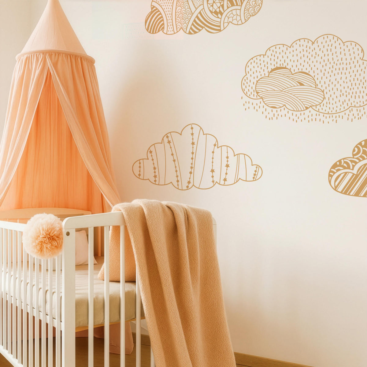 Cloud Wall Decals Set displayed in a styled space