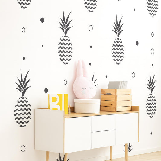 Pineapple Wall Decals installed on a styled nursery wall