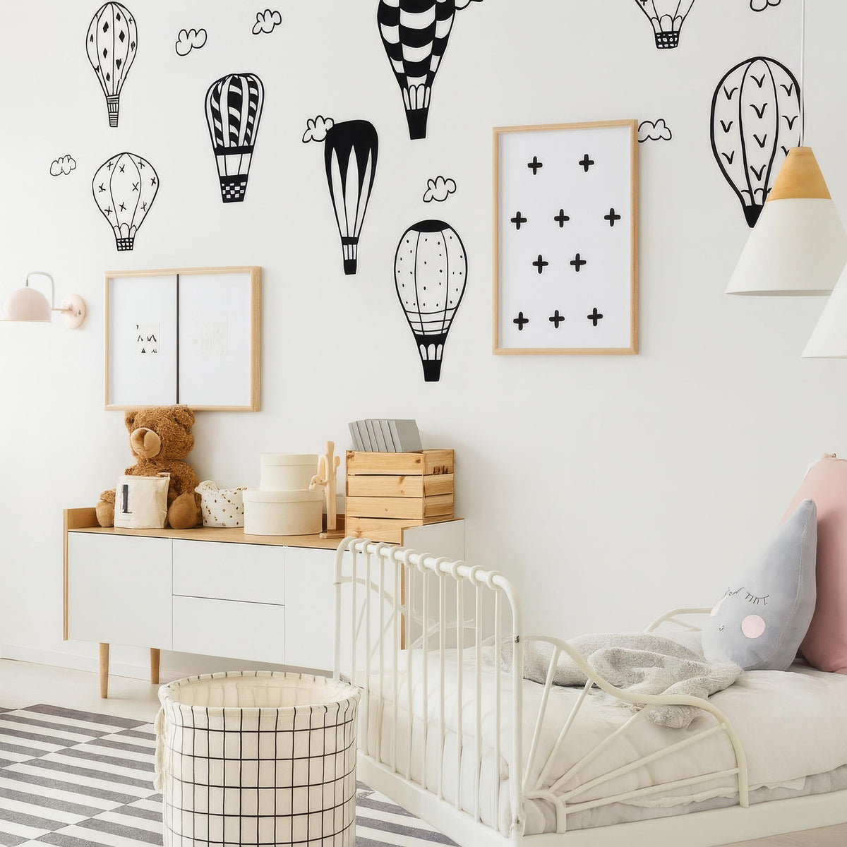 Hot Air Balloon Wall Decals shown in a home interior