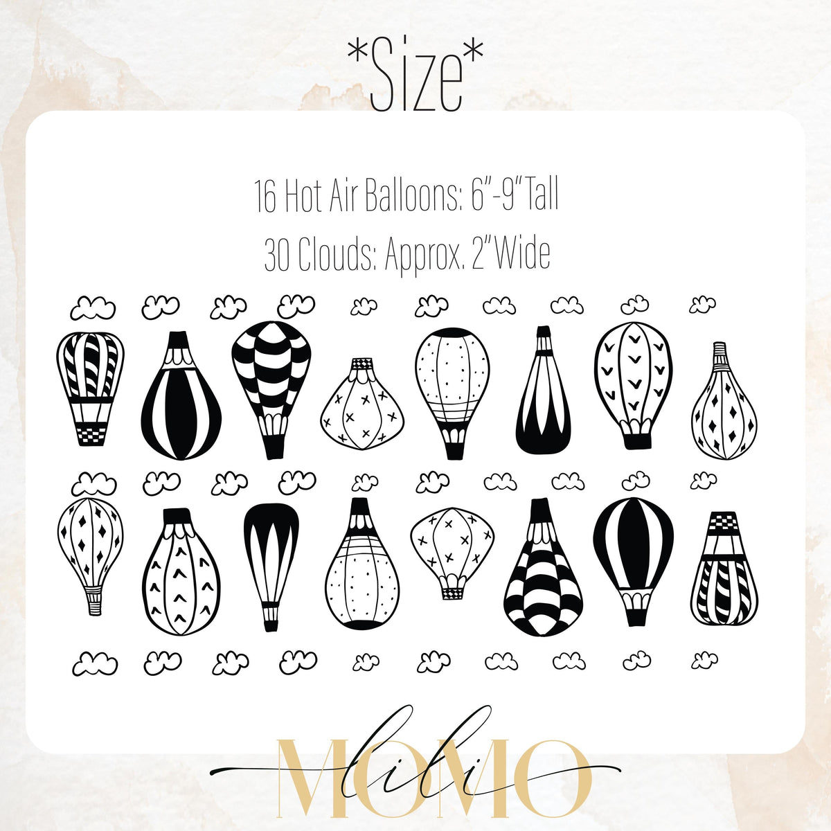 Close-up detail of hot air balloon wall decals matte vinyl finish