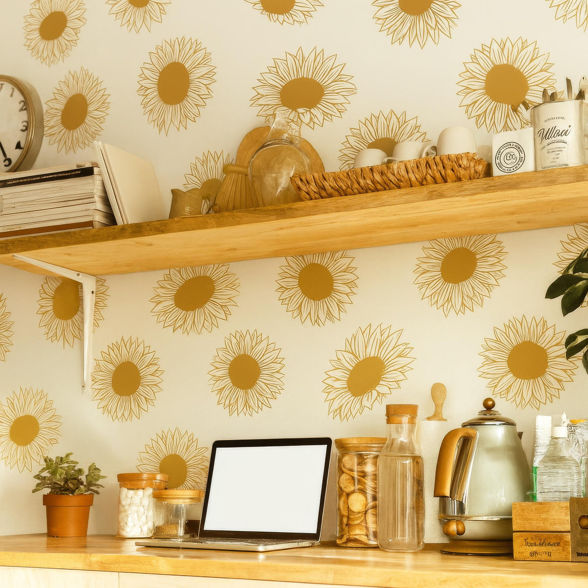 Sunflower Wall Decals shown in a home interior