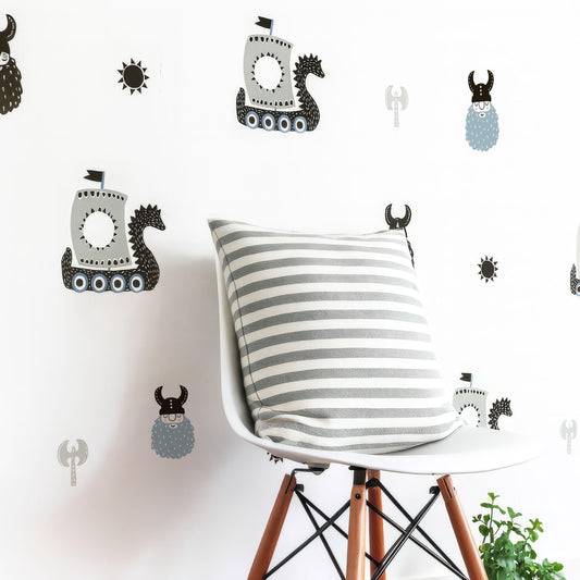Vikings Wall Decals installed on a styled nursery wall