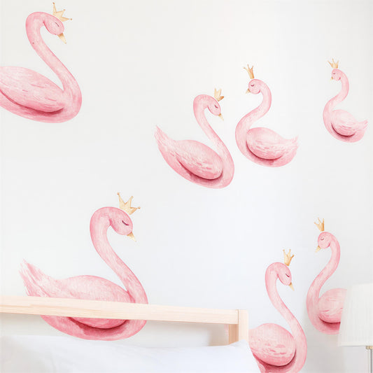 Pink Swan Wall Decals installed on a styled nursery wall