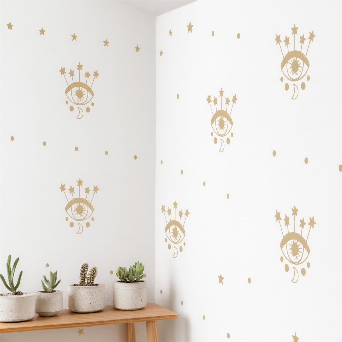 Mystical Eye Wall Decals styled in a room setting