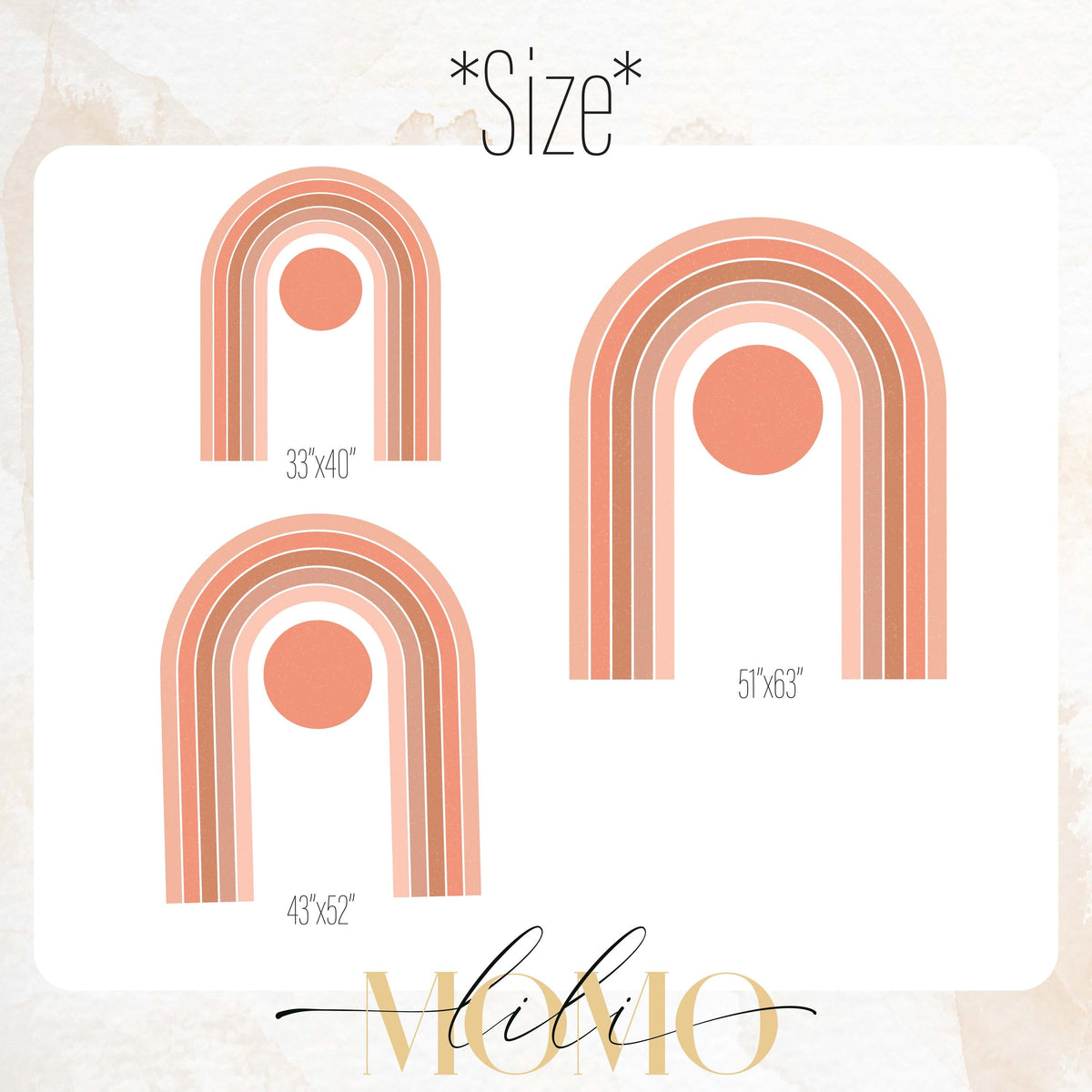 Close-up detail of boho rainbow wall decal with sun matte vinyl finish
