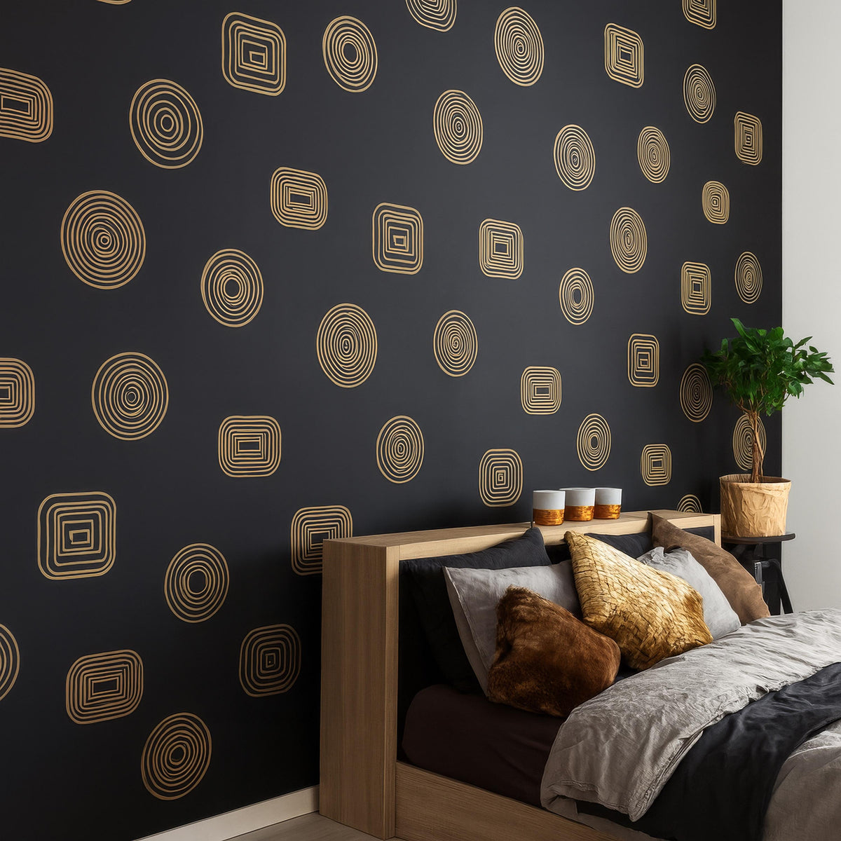 Geometric Wall Decals Set of displayed in a styled space