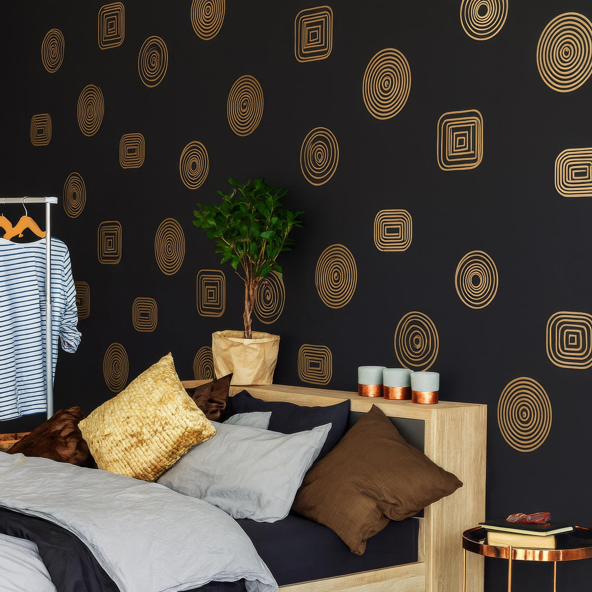 Geometric Wall Decals Set of arranged on a feature wall