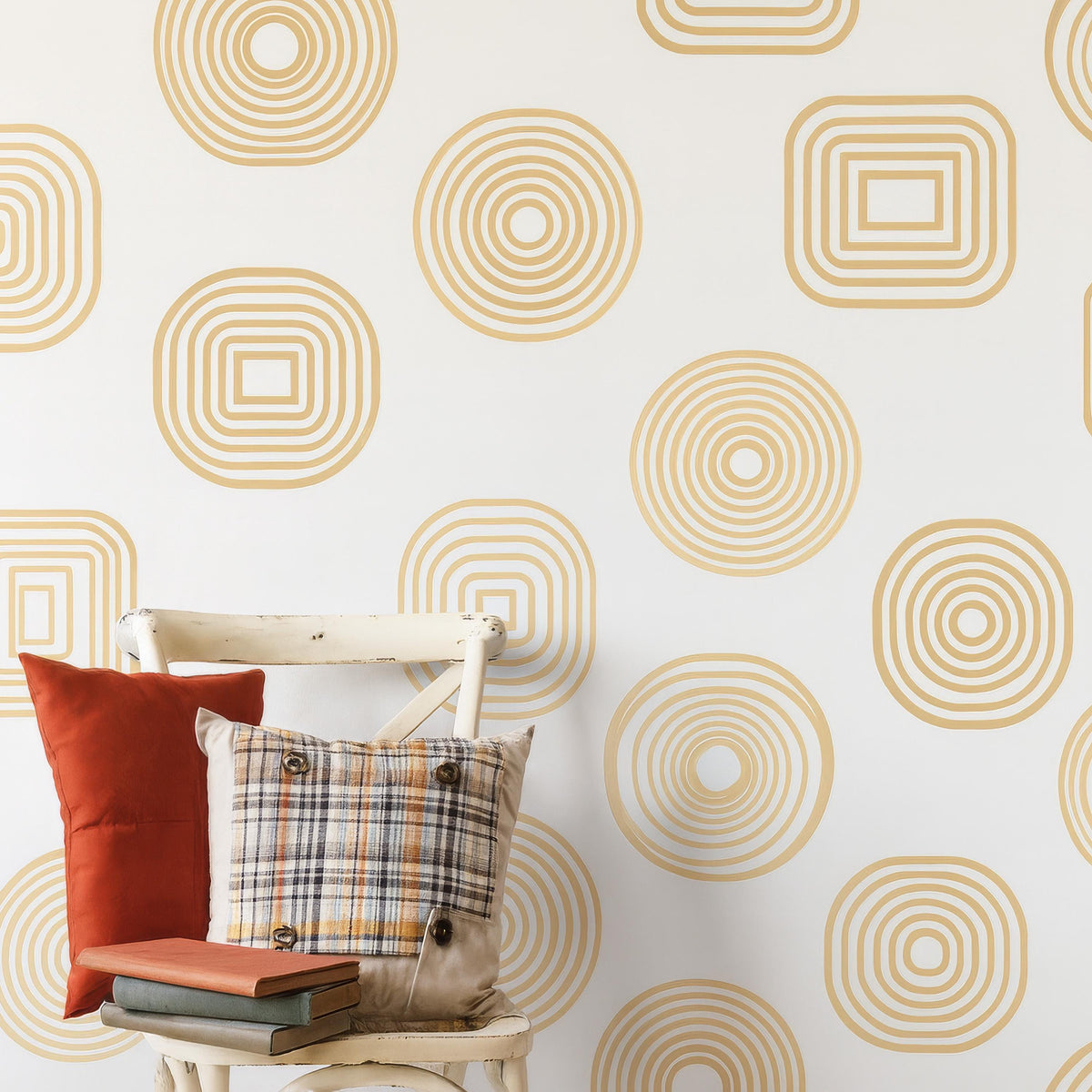 Geometric Wall Decals Set of shown in a home interior