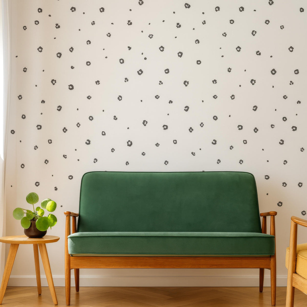 Leopard Print Wall Decals arranged on a feature wall