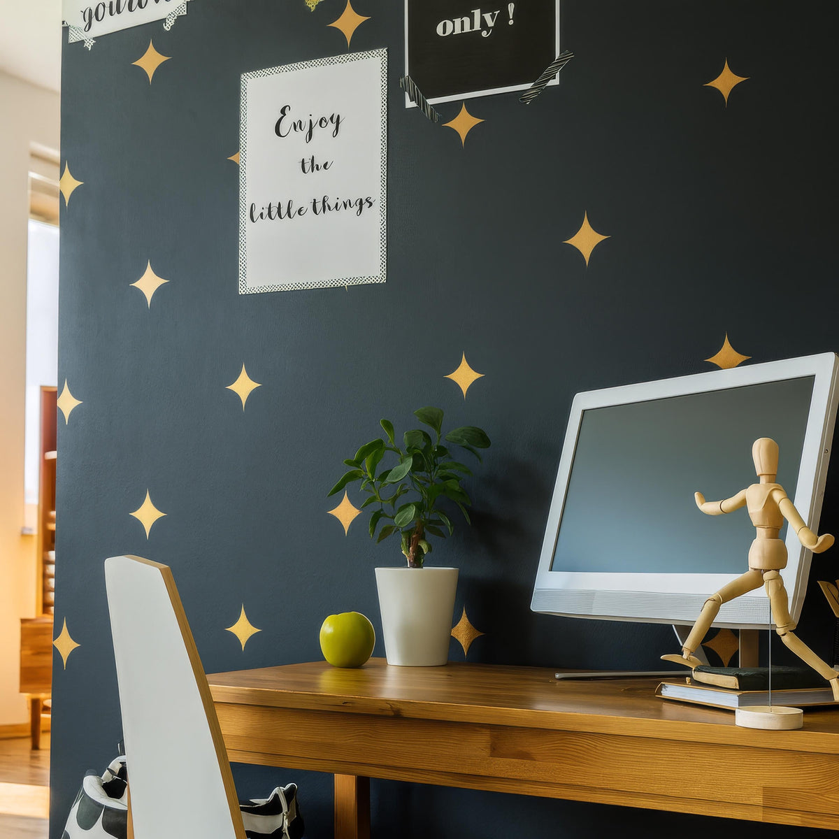 Mid Century Star Wall Decals styled in a room setting