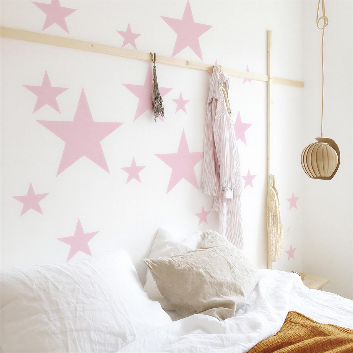 Star Wall Decals Set (20pcs) styled in a room setting