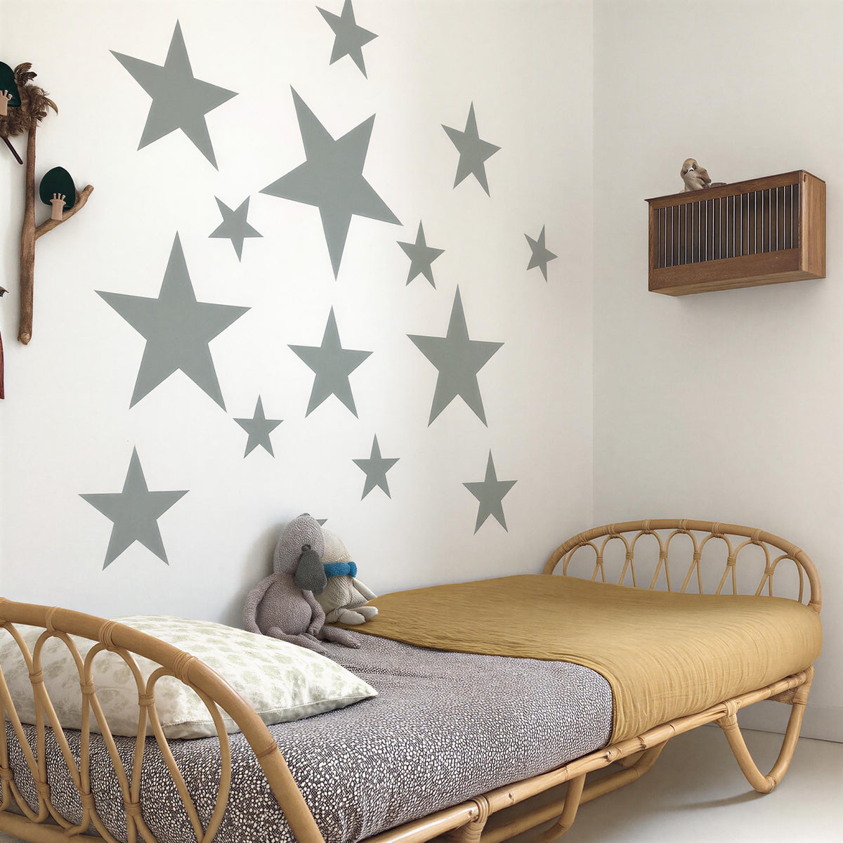 Star Wall Decals Set (20pcs) size reference on a wall