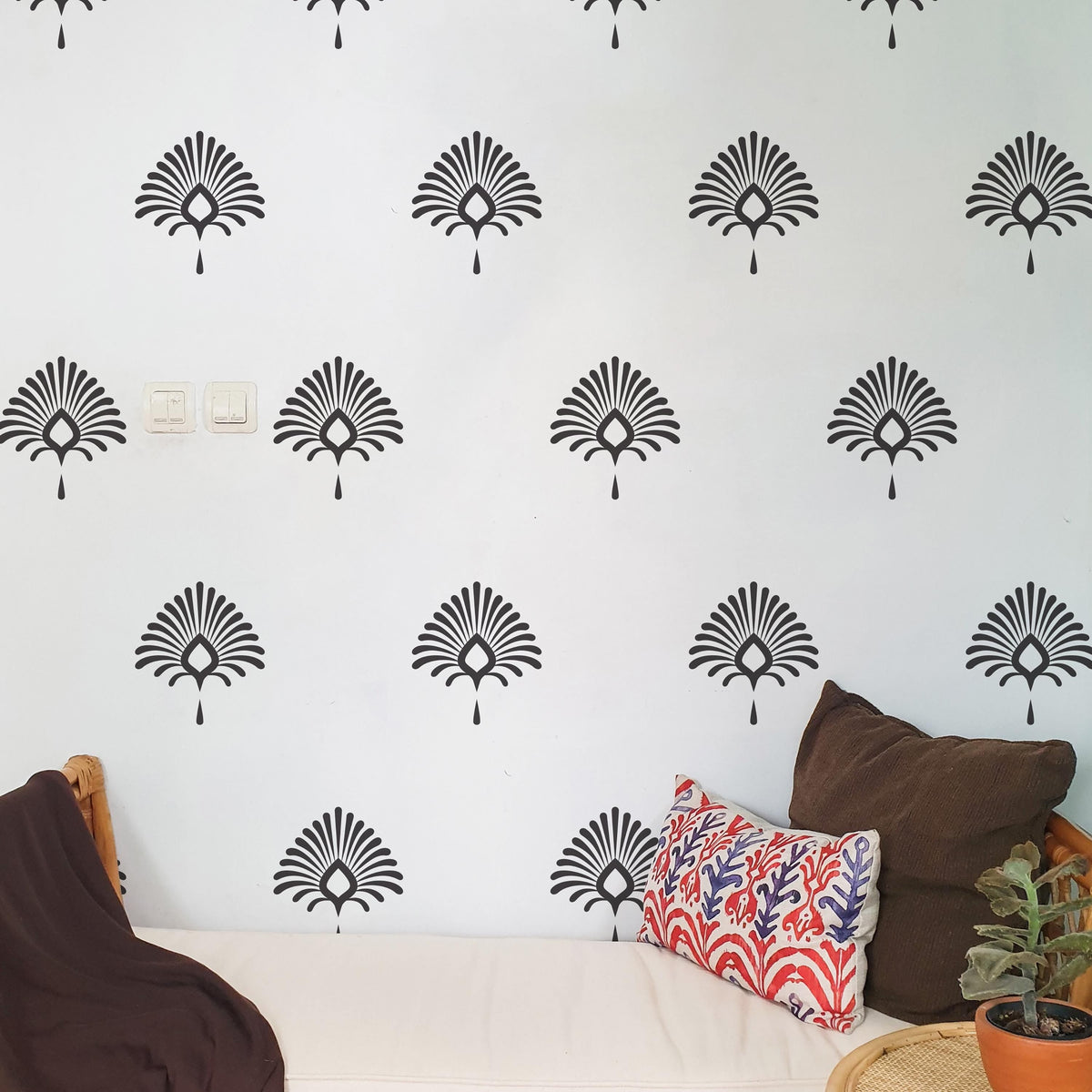 Damask Wall Decals Set (27 or 54) shown in a home interior