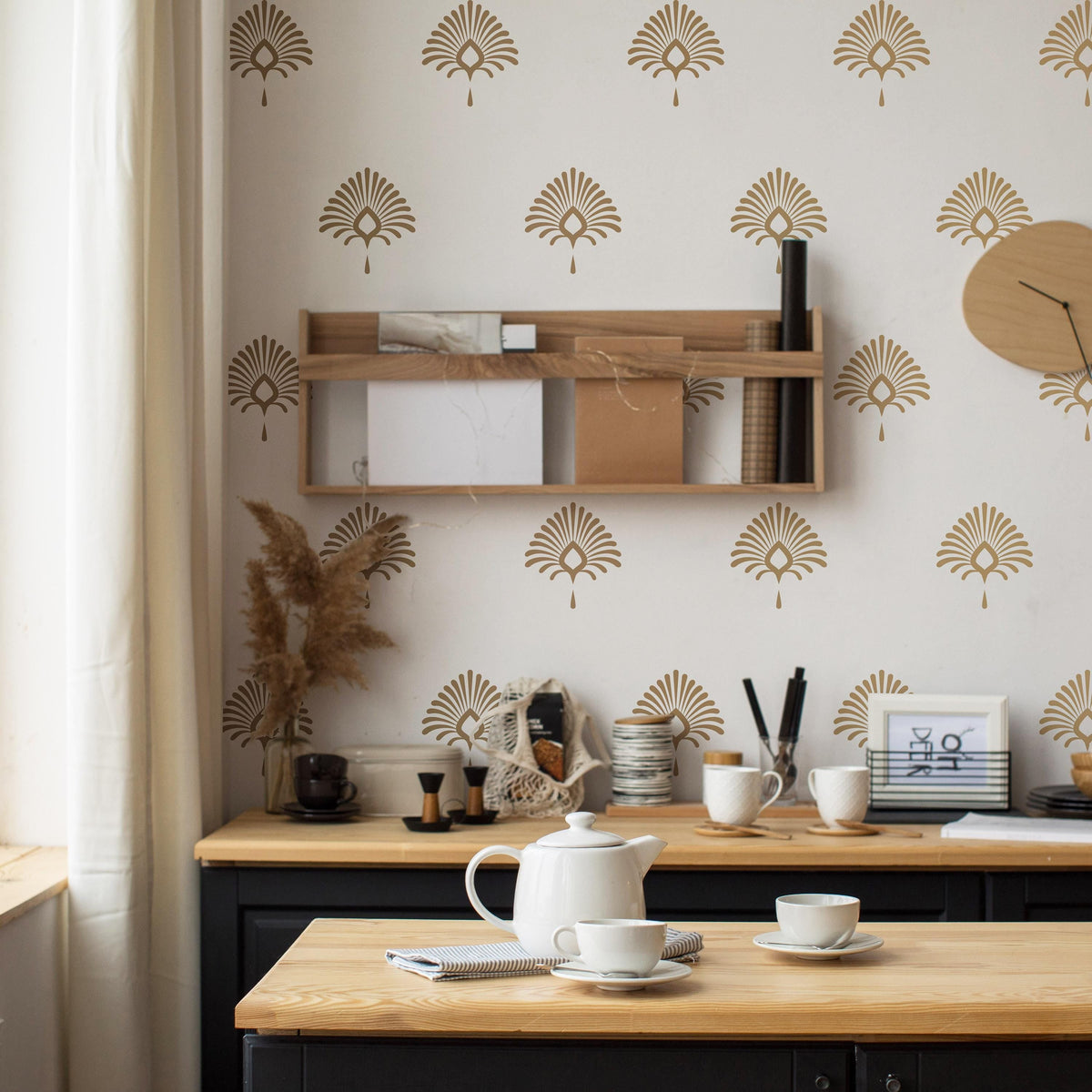 Damask Wall Decals Set (27 or 54) styled in a room setting