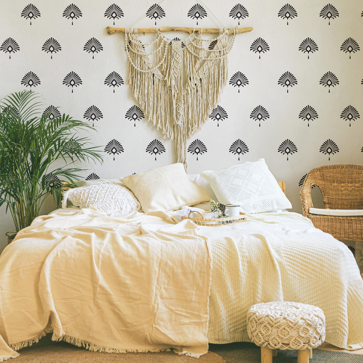 Damask Wall Decals Set (27 or 54) shown in a home interior