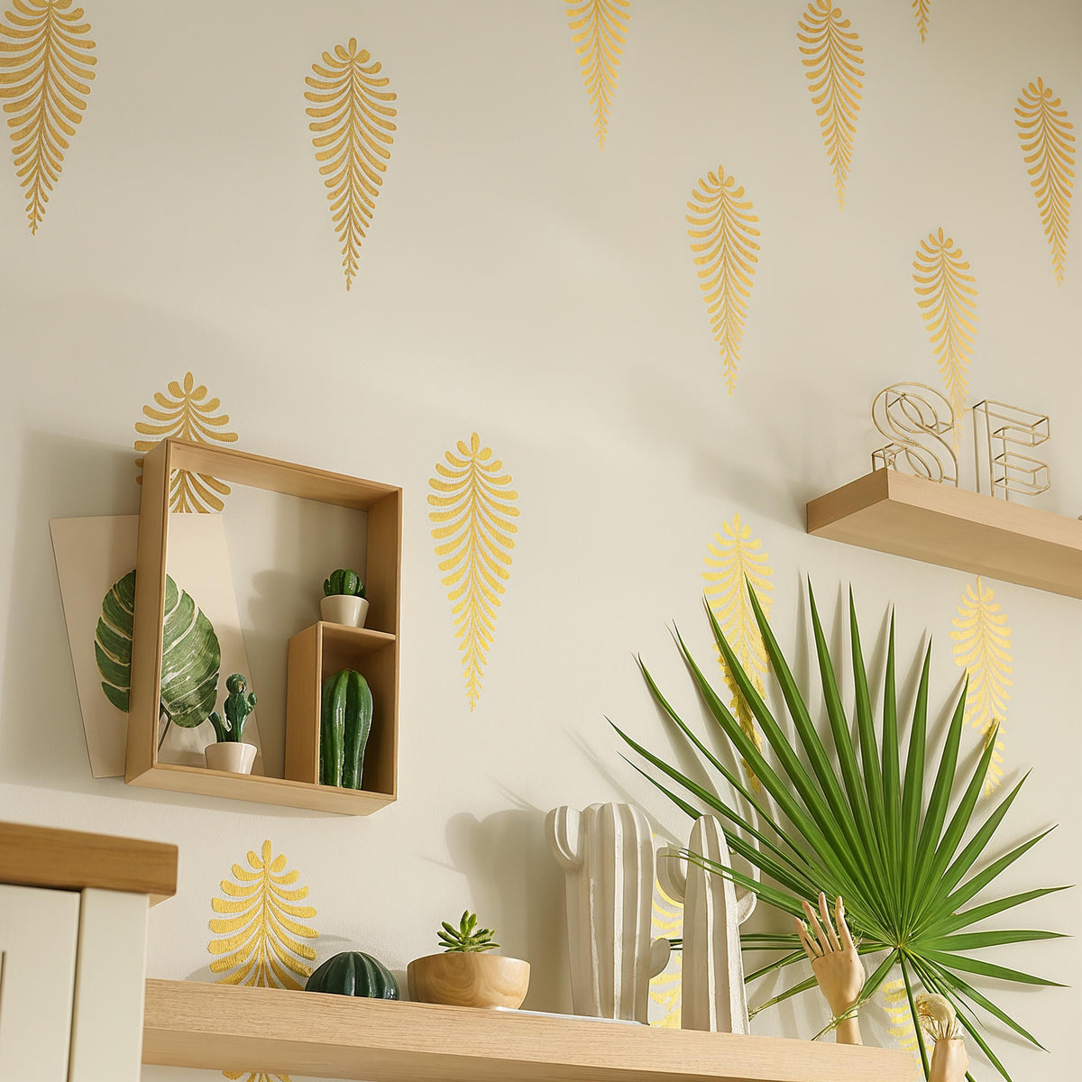 Fern Leaf Wall Decals Set of 34 or shown in a home interior