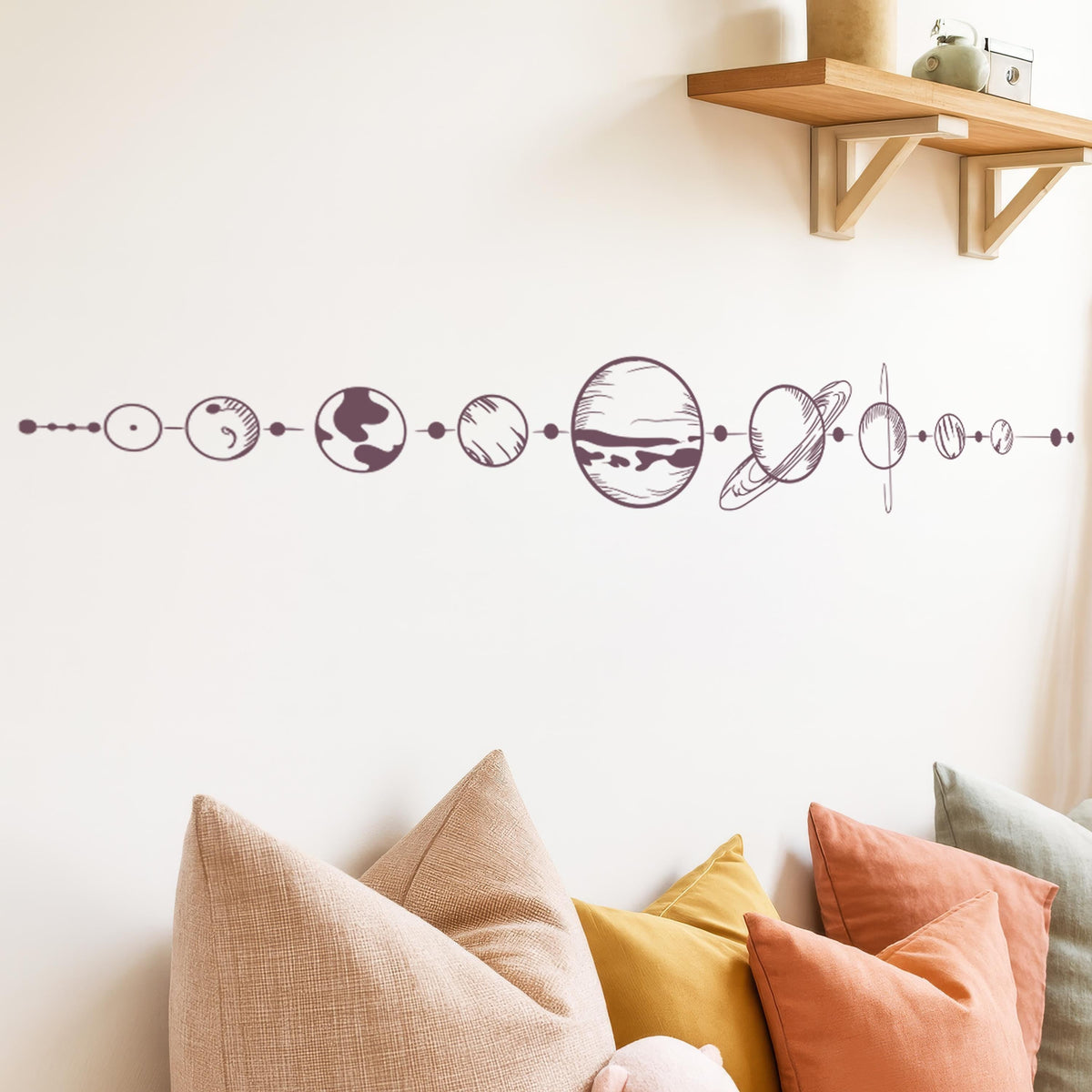 Solar System Wall Decal styled in a room setting