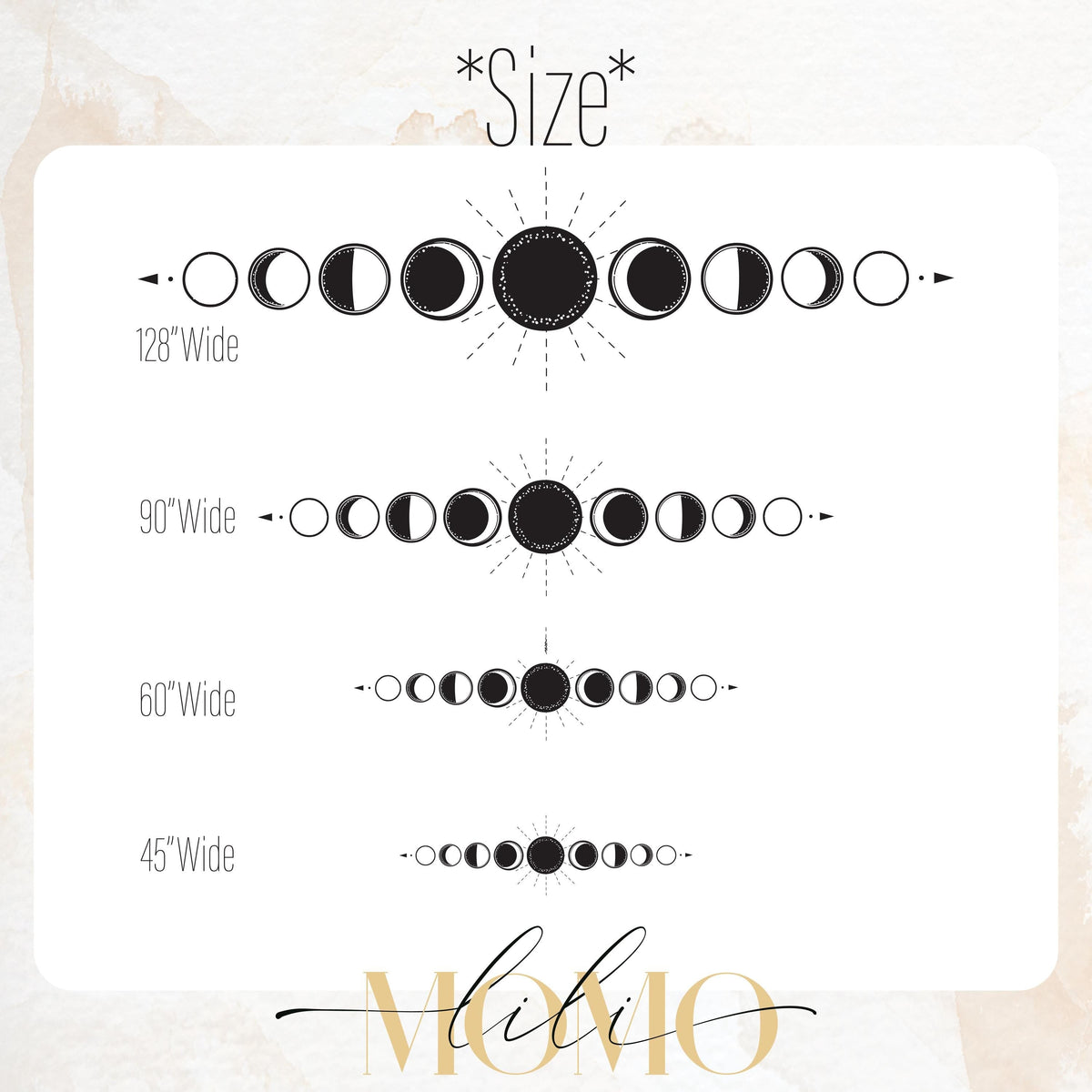 Close-up detail of moon phase wall decal matte vinyl finish