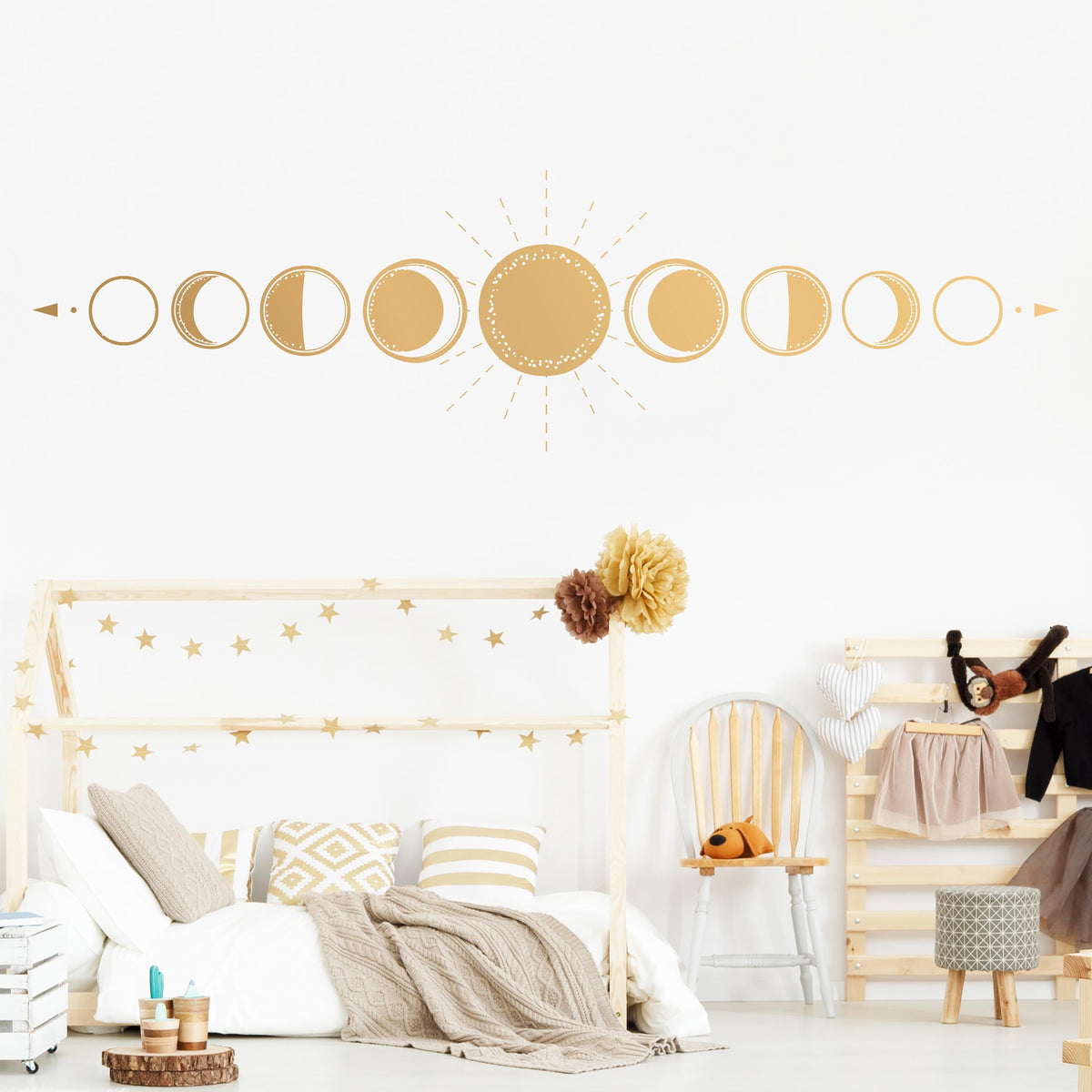Moon Phase Wall Decal shown in a home interior