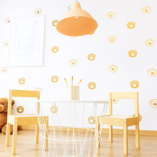 Dog Paw Print Wall Decals installed on a styled nursery wall