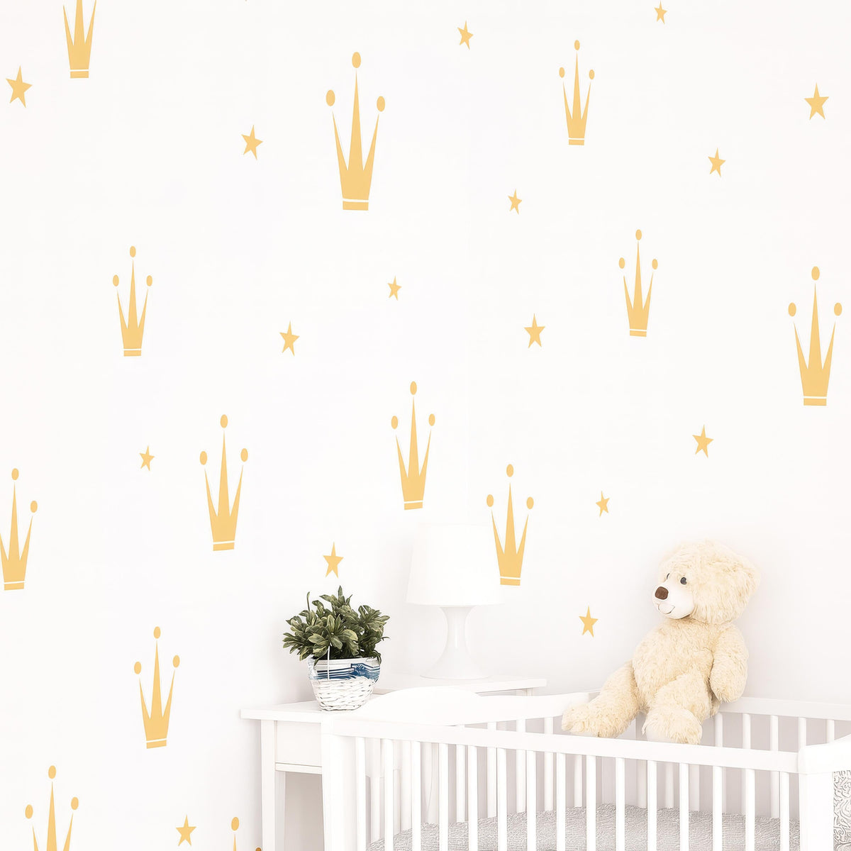 Crown Wall Decals Set with Stars shown in a home interior