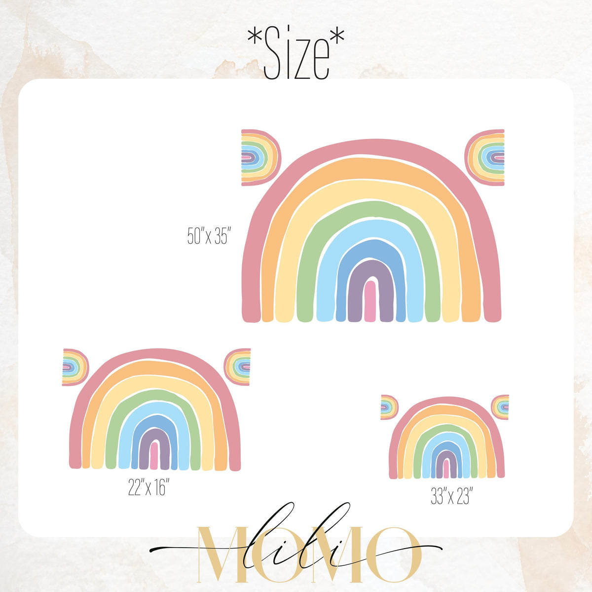 Close-up detail of large rainbow wall decal matte vinyl finish
