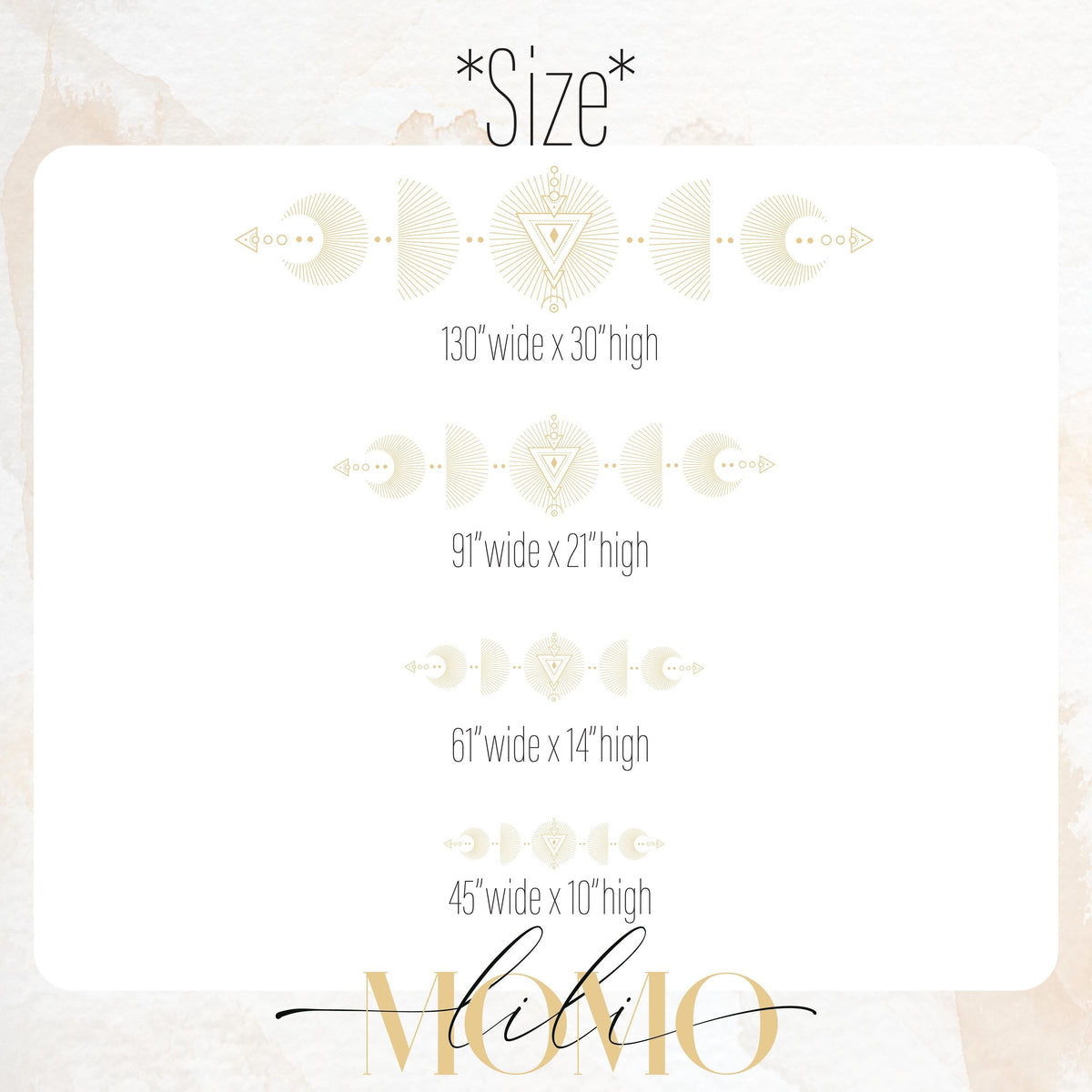 Close-up detail of boho celestial wall border decal matte vinyl finish