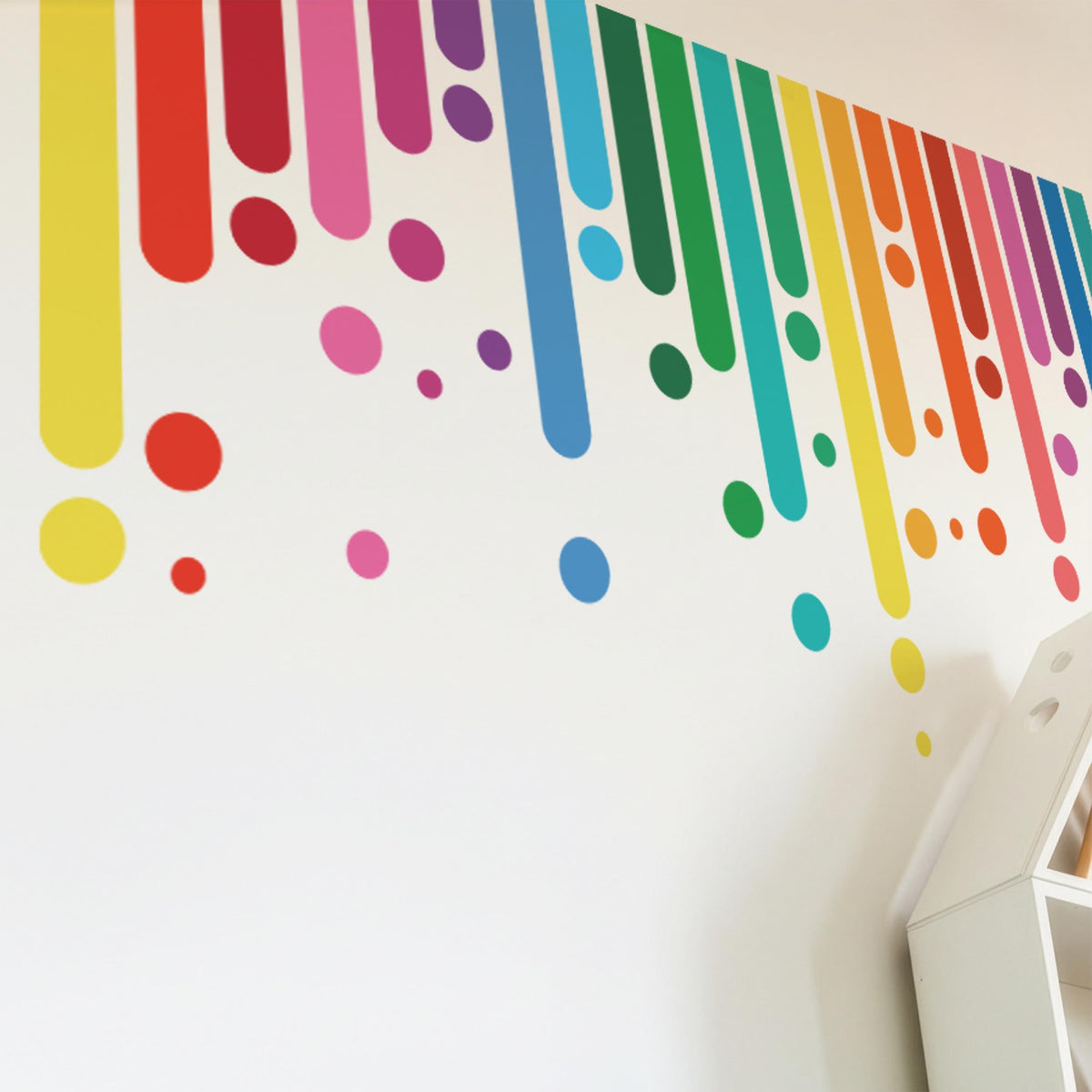 Rainbow Equalizer Wall Decal shown in a home interior