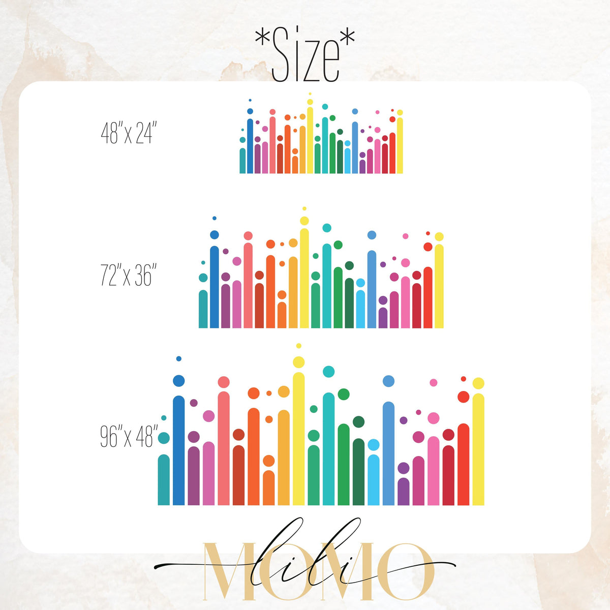 Close-up detail of rainbow equalizer wall decal matte vinyl finish